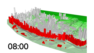 Figure 4	3-D animation of the affected buildings in Western District in different time of the day.