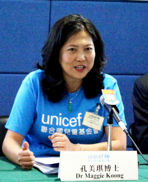UNICEF HK副主席、UNICEF愛嬰醫院香港協會主席孔美琪博士介紹聯合國兒童基金會推廣、保護及支持母乳餵哺的工作。