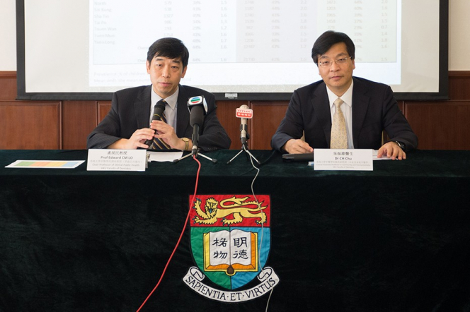 Professor Edward Lo and Dr CH Chu of HKU Faculty of Dentistry presented the findings at the press conference.