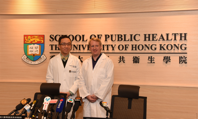 Professor Gabriel M Leung, Dean Li Ka Shing Faculty of Medicine, HKU (Left) and Professor Ben Cowling, Head of Division of Epidemiology and Biostatistics at the HKU School of Public Health, stated that influenza vaccine performs well according to the study of influenza vaccination effectiveness in these two months.
