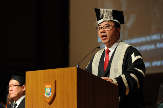 President and Vice-Chancellor Professor Xiang Zhang speaks at the ceremony