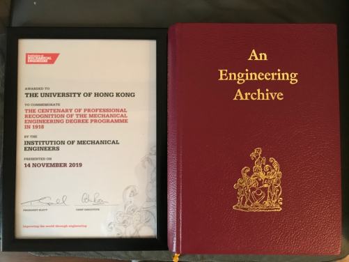 A commemorating certificate and  “An Engineering Archive” by IMechE about the historical engineering works.