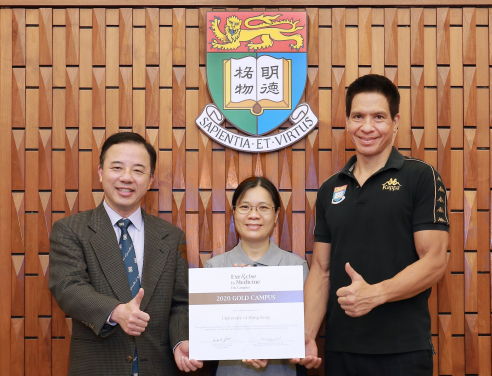 (From left to right): HKU President and Vice-Chancellor Professor Xiang Zhang, Director of University Health Service Dr. M.K. Cheung, Director of Centre for Sports and Exercise Dr. Michael Tse.