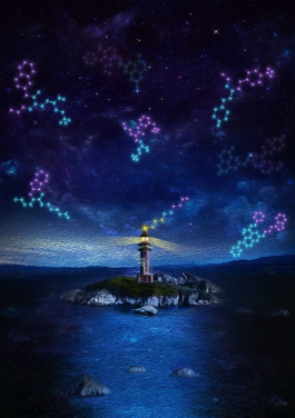 Artistic representation of the work: cell membrane is like a vast, complex, and unpredictable ocean. The membrane proteins are the rocks and islands in the ocean. Labelling the membrane protein target with a DNA tag is like having a lighthouse on the target protein to direct the specific screening of DNA-encoded chemical libraries for drug discovery.
 