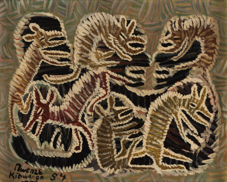 Mwenze Kibwanga
Untitled (Metamorphoses)
Oil on panel
39 x 48 cm
Signed ‘MWENZE KIBWANGA 54’
1954
Pierre Loos Collection
Image Courtesy of Michael De Plaen