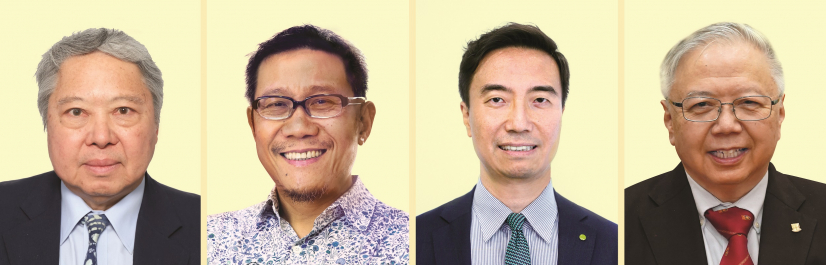 HKU to confer Honorary University Fellowships on four distinguished individuals. (from left) Mr George Joseph HO, Mr LO Sheung Yan, Dr Norman SZE Nung Chi, and Mr Henry WAI Wing Kun