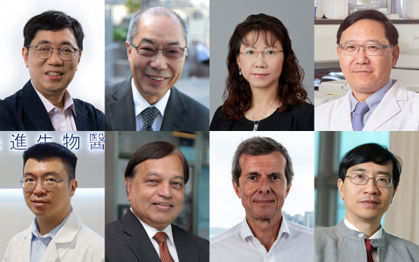 Top-notch researchers and leaders of six HKU Health@InnoHK research laboratories. 
(upper row from left) Professor Che Chi-ming,  Professor Mak Tak-wah and Professor Leung Suet-yi,  Professor Pengtao Liu
 (bottom row from left) Professor Anderson Shum, Professor Malik Peiris and Professor Roberto Bruzzone, and Professor Yuen Kwok-yung