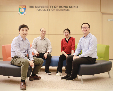 HKU Chemical Biologists decode a histone mark important for gene regulation program that go awry in cancer. The research team members include: (from left) Dr Yuanliang ZhAI, Dr Jason Wing Hon WONG, Dr Xiucong BAO and Professor Xiang David LI.
 