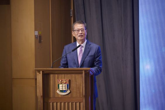 The Hon. Paul Chan Mo-po, Financial Secretary of the Government of HKSAR, attends the forum and delivers welcome remarks. 