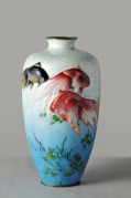 Vase with Goldfish (Ginbari & Tsuiki) Artist: Shoubei TOMIKI H: 39 cm  W: 19.5 cm